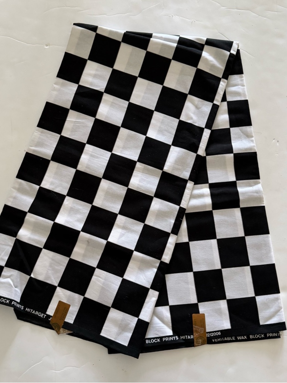 Black and White Checkered Cotton Fabric